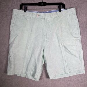 Peter Millar Shorts‎ Mens 38 Seaside Chino Green Aqua Golf Cotton Linen